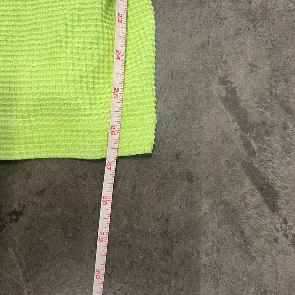 Vintage Y2k New York And Co Waffle Knit Lime Green Embroidered Graphic Tee XL - Picture 5 of 5